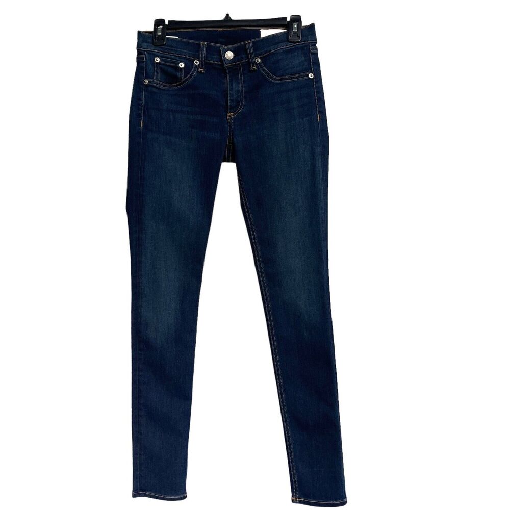 Rag & Bone SZ 27 Skinny Jean Bedford Low-Rise Pockets Zip-Fly Dark Wash Blue